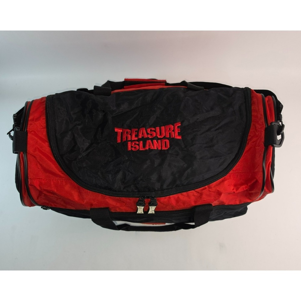 Everlast TREASURE ISLAND U.S.A. Gym Bag Duffel 22" Black Red Adjustable Strap